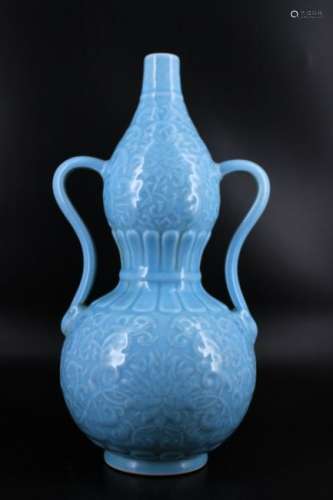 Qing Porcelain Gourd Floral Vase