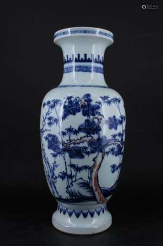 Large Qing Porcelain Blue&White Underred Vase