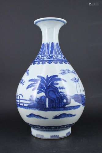 Large Qing Porcelain Blue&White Floral Vase