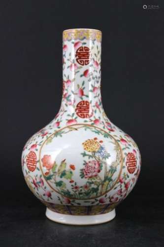 Chinese Qing Porcelain Famille Rose Vase