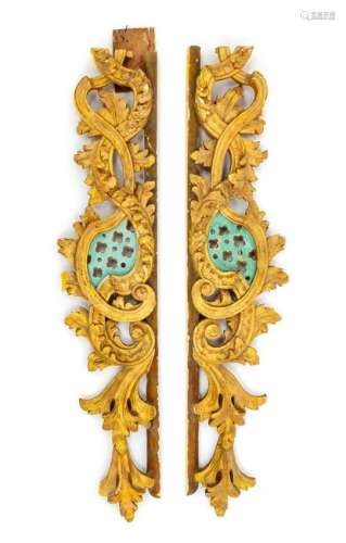 A Louis XV Style Carved and Parcel Gilt Cornice