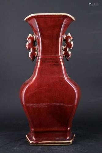 Large Chinese Qing Porcelain Red Glaze Vase