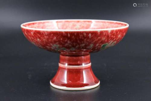 Qing Porcelain Flame Red Handle Plate