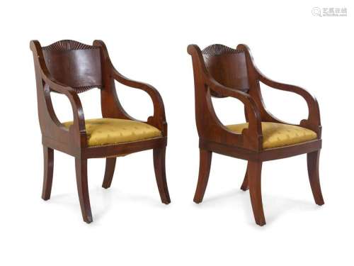 A Pair of Empire Style Painted Fauteuils