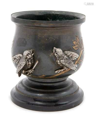 A Japanese Mixed Metal Vase