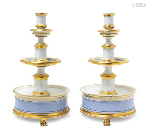 A Pair of Paris Porcelain Candlesticks