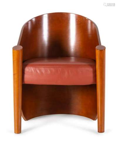 An Art Deco Style Leather-Upholstered Lounge Chair