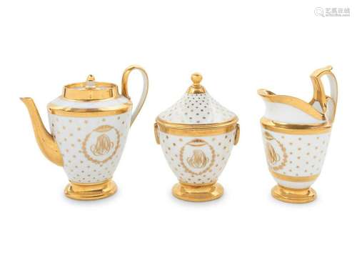 A Paris Porcelain Three-Piece Tea Service