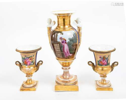 A Paris Porcelain Three-Piece Garniture