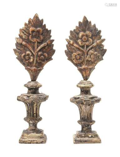 A Pair of Italian Painted Finials