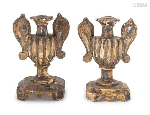 A Pair of Italian Painted Finials