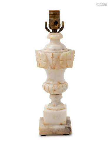 An Italian Floral-Carved Alabaster Urn