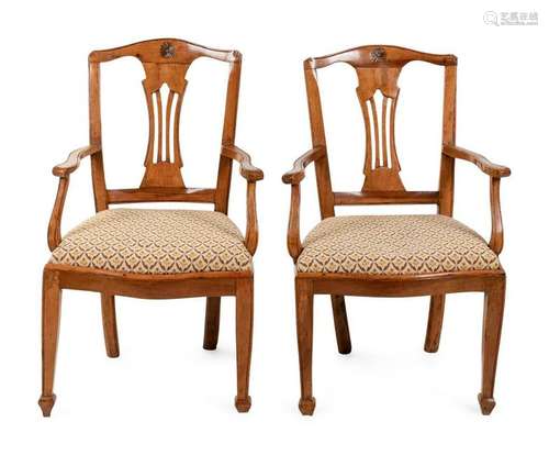 A Pair of Italian Fruitwood Armchairs