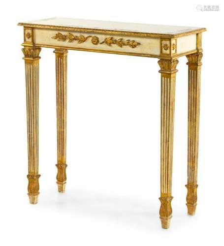 An Italian Painted and Parcel Gilt Console Table