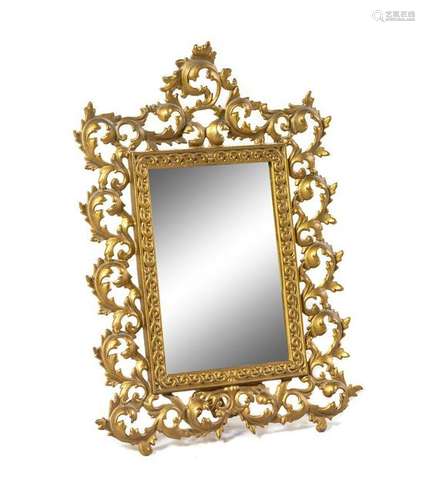 An Italian Baroque Style Gilt Metal Mirror