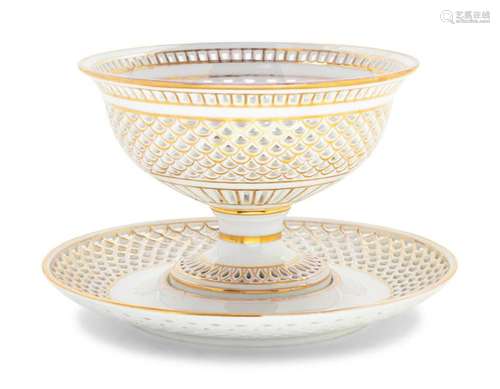 An Italian Reticulated Porcelain Center Bowl