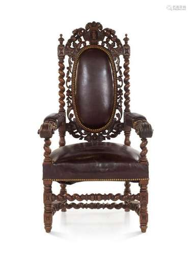 A Renaissance Revival Oak Chair