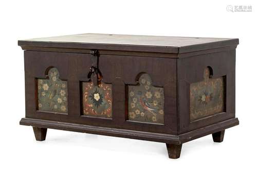 A Continental Polychrome Painted Blanket Chest