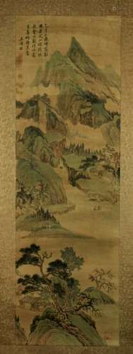 Long Scrolled Hand Painting signed by Wang Shi Min