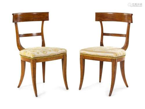 A Pair of Biedermeier Walnut Side Chairs