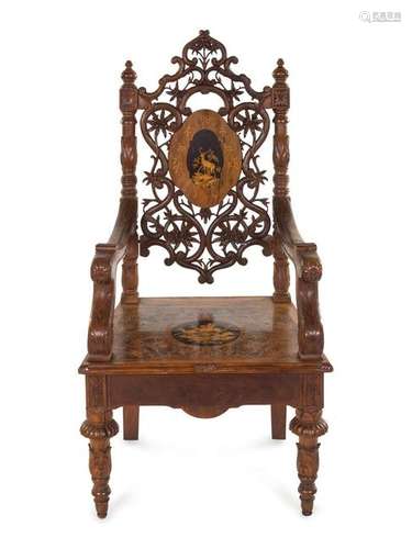 A Black Forest Marquetry Armchair