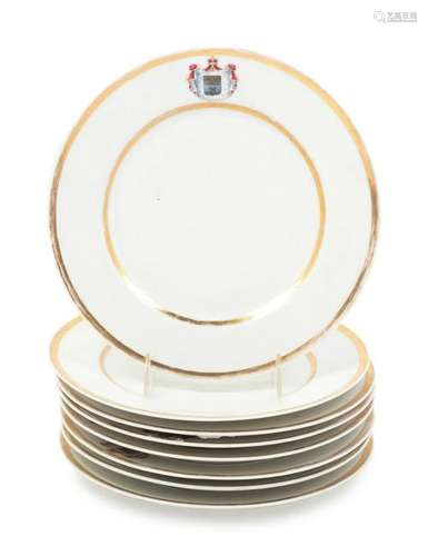 A Set of Eight Russian Armorial Plates