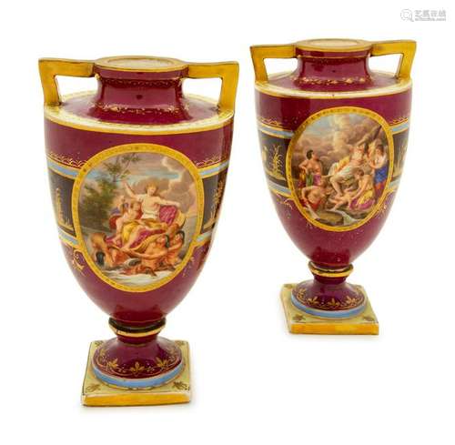 A Pair of Vienna Style Porcelain Vases