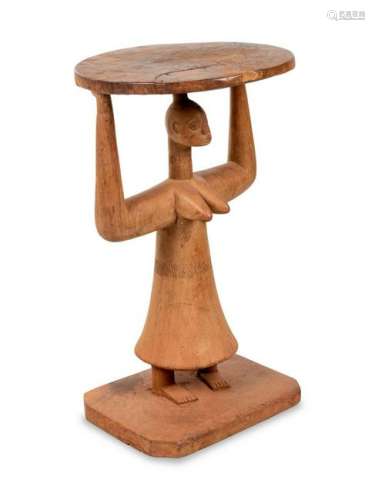 An African Carved Wood Figural Stand