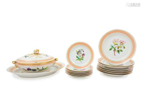 A Continental Porcelain Partial Dinner Service