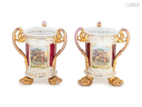 A Pair of Schierholz Porcelain Loving Cups