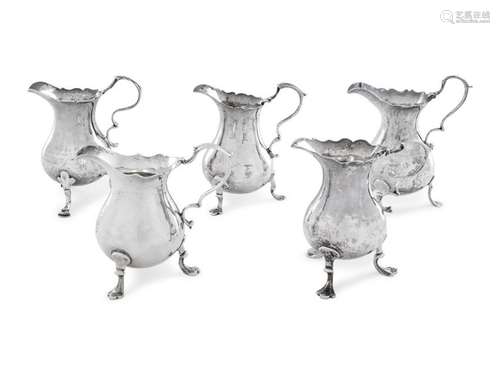 Five George III Silver Creamers