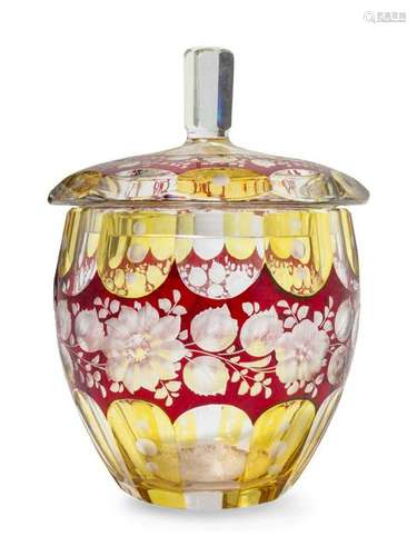 A Bohemian Glass Covered Jar