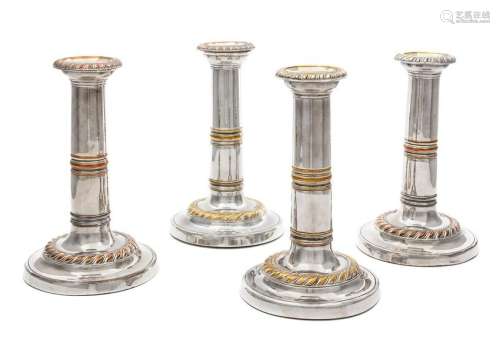 A Set of Four Regency Silver-Plate Candlesticks