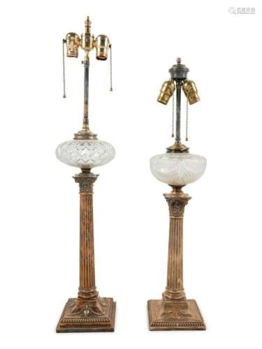 Two English Silver-Plate Candlesticks