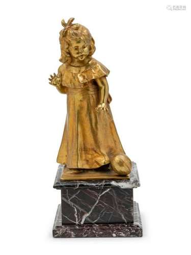 A Continental Gilt Bronze Figure of a GirlÂ