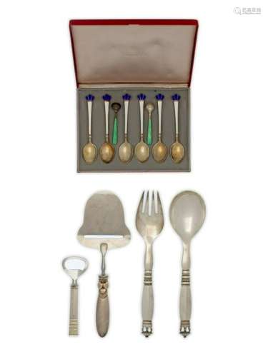 A Group of Danish Silver Flatware Articles