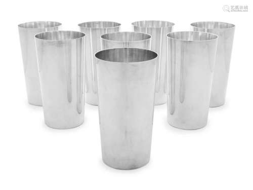 A Set of Eight American Silver-Plate Julep Cups