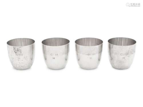 Four American Silver Tumblers