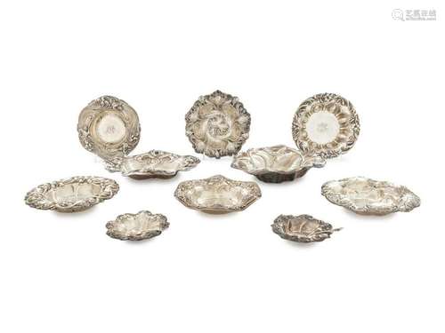 A Group of Nine American Silver Dishes