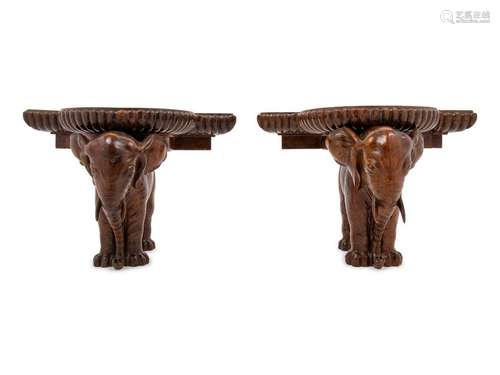 A Pair of Carved Wood Brackets