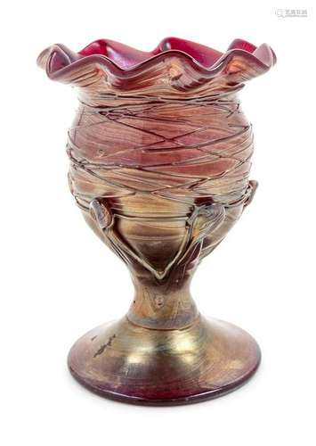 An Austrian Iridescent Threaded Glass Vase