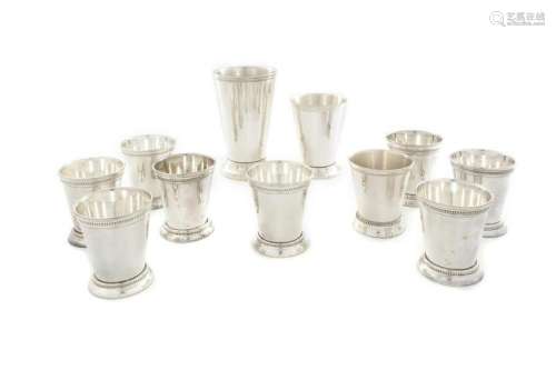 A Group of Eleven Silver-Plate Julep Cups