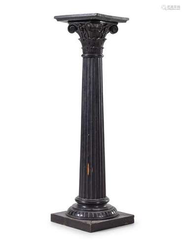 A Continental Ebonized Wood Pedestal