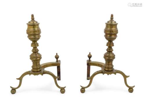 A Pair of Brass Andirons