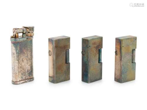 Four Dunhill Silver-Plate Lighters