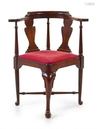 A George III Style Mahogany Corner Chair