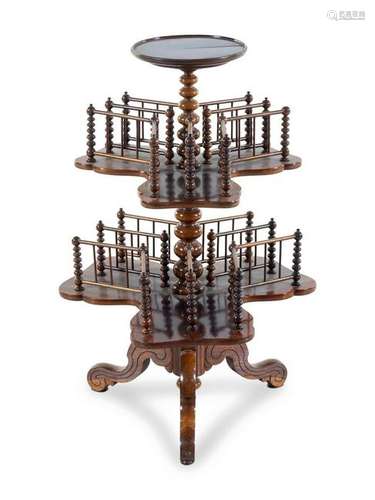 A Victorian Mahogany Two-Tiered Canterbury