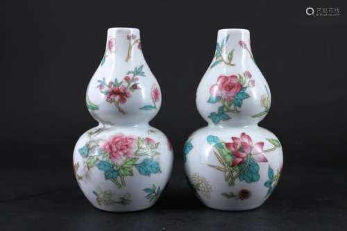 Pair of Chinese Porcelain Famille Rose Vase
