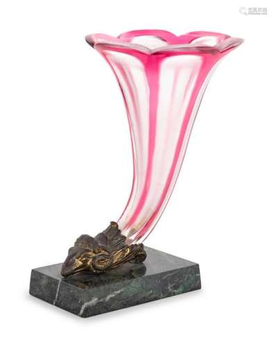 A Victorian Glass Cornucopia Vase