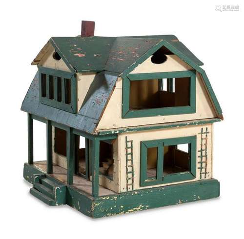 A Victorian Carved and Painted Doll House